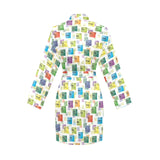 Chemistry Periodic Table Pattern Print Design 05 Women's Long Sleeve Belted Night Robe