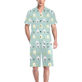 Cute hamster cheese pattern Men's V-Neck Short Pajama Set