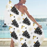 Christmas tree holly snow star pattern Beach Towel
