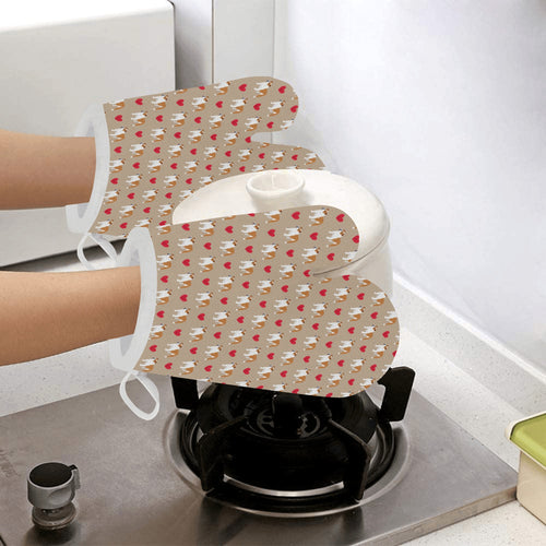English Bulldog Pattern Print Design 05 Heat Resistant Oven Mitts
