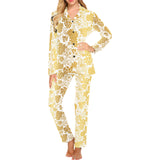 Gold grape pattern Women's Long Pajama Set