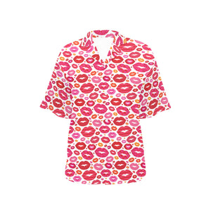 Lips Pattern Print Design 01 Women's All Over Print Hawaiian Shirt