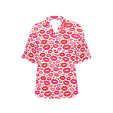 Lips Pattern Print Design 01 Women's All Over Print Hawaiian Shirt