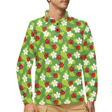 Ladybug Pattern Print Design 01 Men's Long Sleeve Polo Shirt