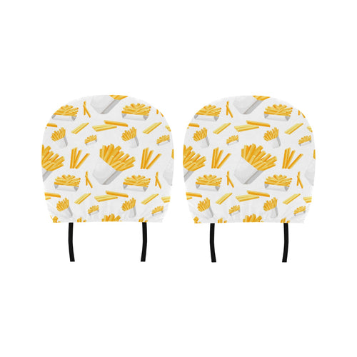 French fries white paper box pattern Car Headrest Cover