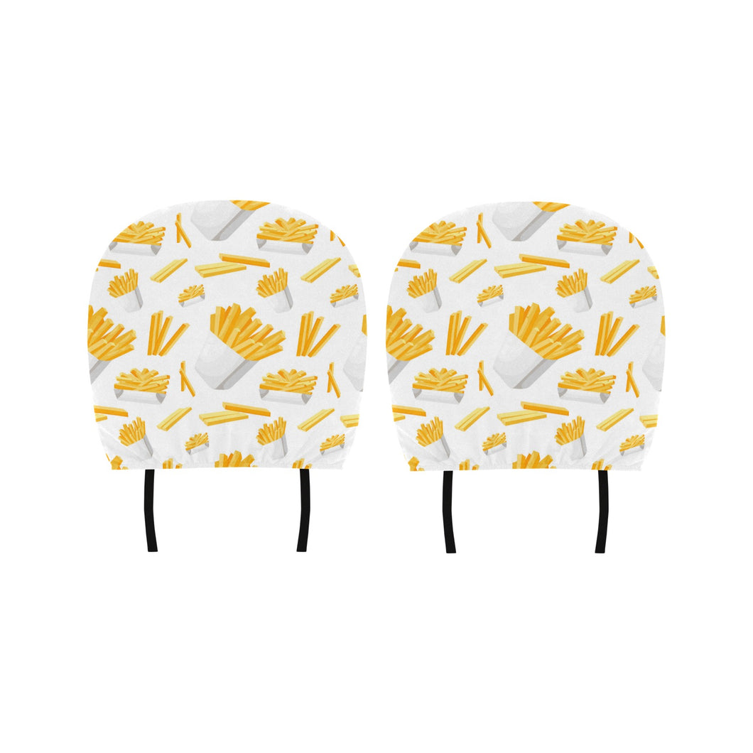 French fries white paper box pattern Car Headrest Cover