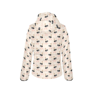 Ostrich Pattern Print Design 05 Women's Padded Hooded Jacket