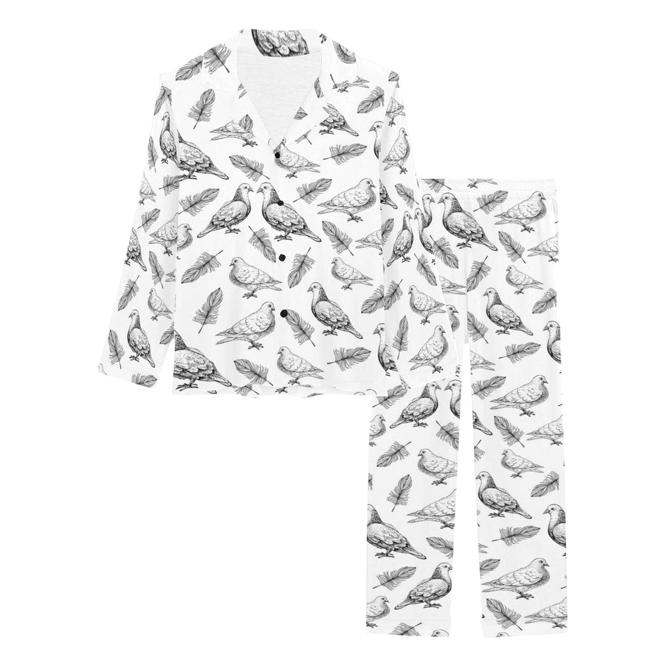 Pigeon Pattern Print Design 05 Women's Long Pajama Set