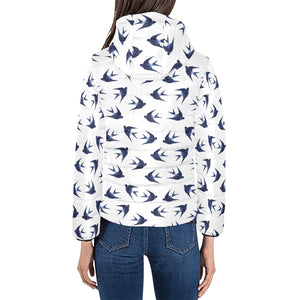 Swallow Pattern Print Design 03 Women's Padded Hooded Jacket