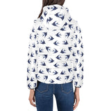 Swallow Pattern Print Design 03 Women's Padded Hooded Jacket