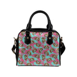 Beagle muzzles turquoise paint splashes pink patte Shoulder Handbag