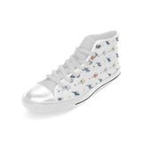 Cute helicopter star pattern Men's High Top Canvas Shoes White
