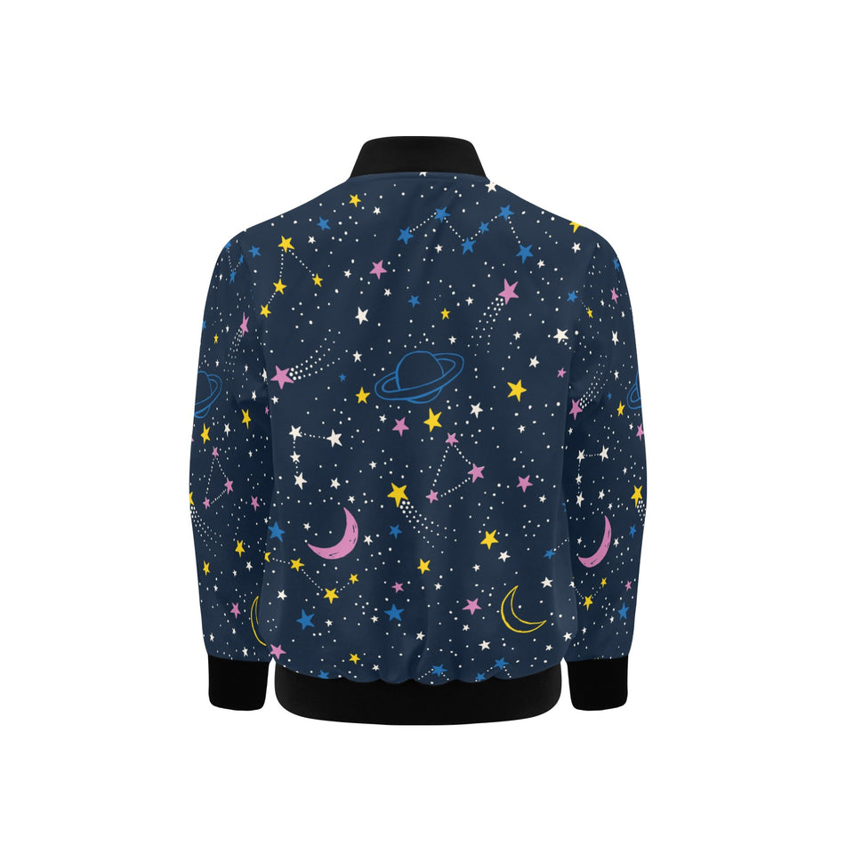 space pattern with planets, comets, constellations Kids' Boys' Girls' Bomber Jacket