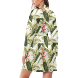 heliconia pattern Women's Long Sleeve Belted Night Robe