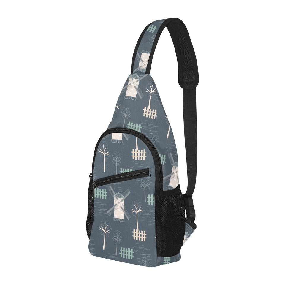 windmill tree pattern All Over Print Chest Bag