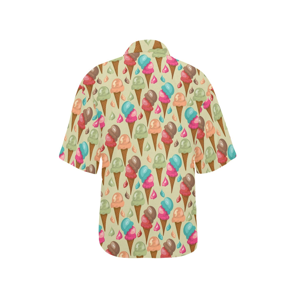 Colorful ice cream pattern Women's All Over Print Hawaiian Shirt