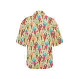 Colorful ice cream pattern Women's All Over Print Hawaiian Shirt