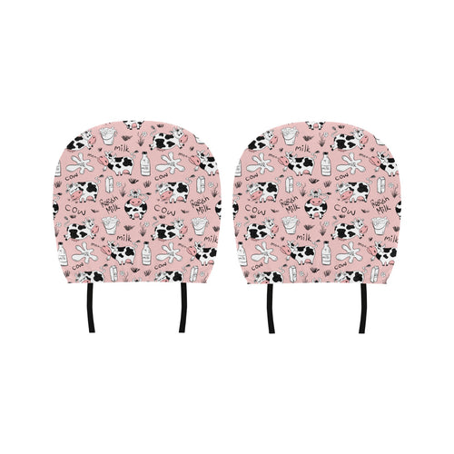 Cows milk product pink background Car Headrest Cover