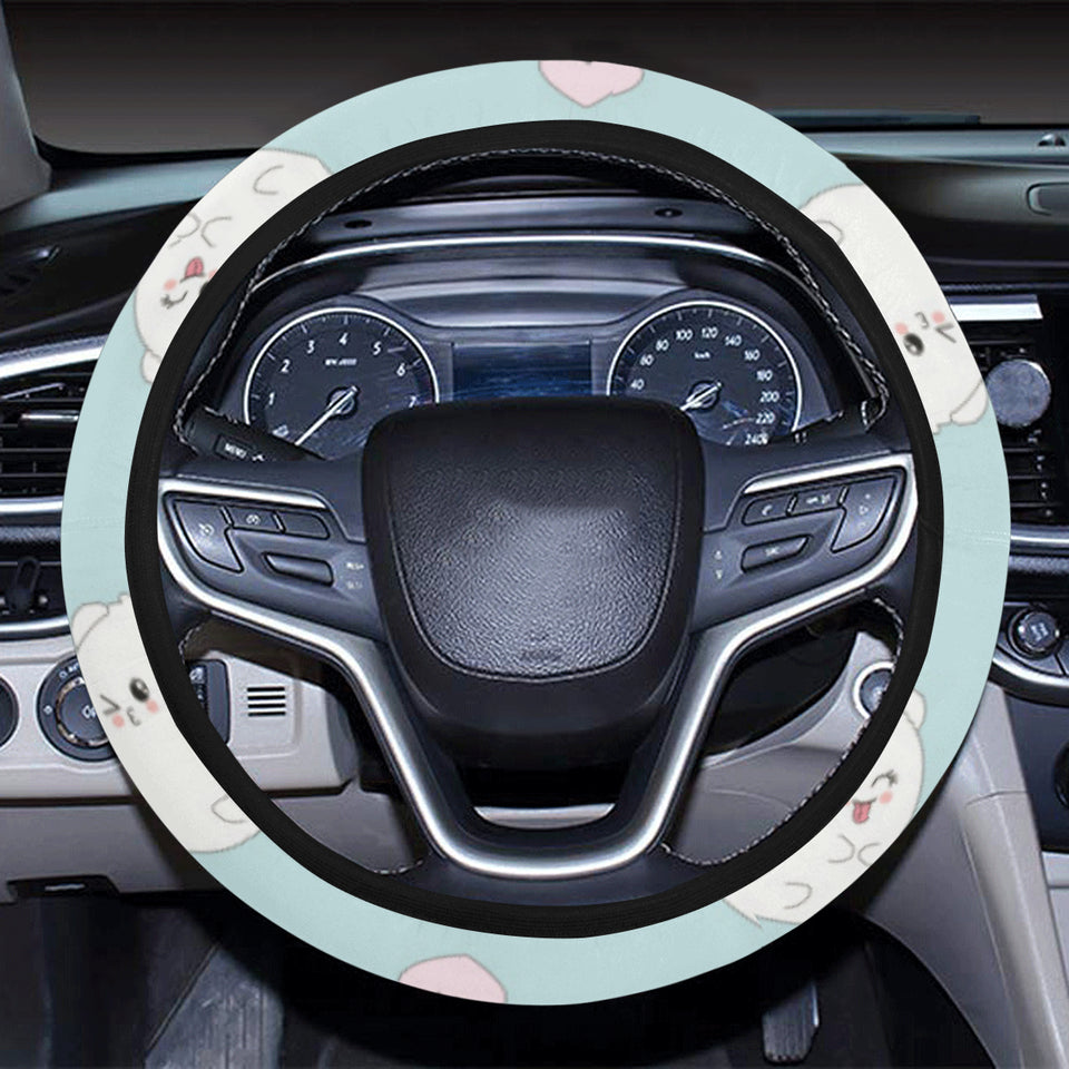 White cute hamsters heart pattern Car Steering Wheel Cover