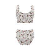English Bulldog Pattern Print Design 01 Chest Bowknot High Waisted Bikini Swimsuit