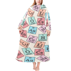 Chemistry Periodic Table Pattern Print Design 02 Blanket Robe with Sleeves