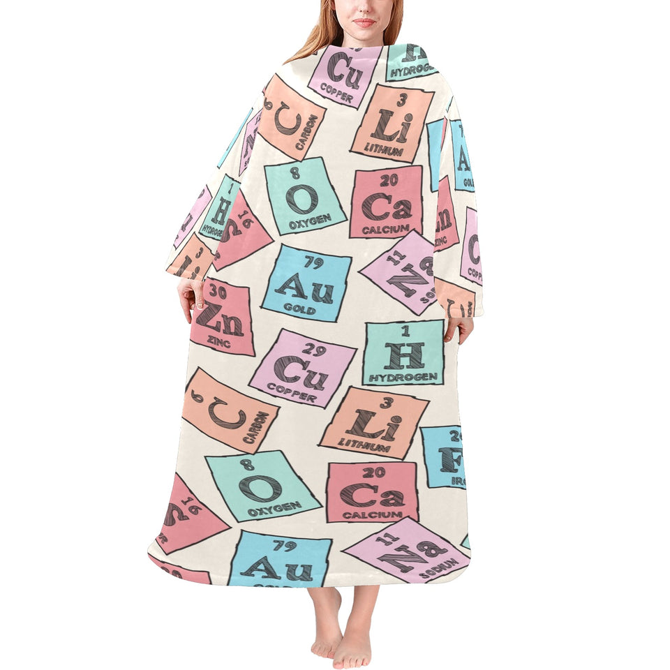 Chemistry Periodic Table Pattern Print Design 02 Blanket Robe with Sleeves