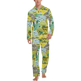 Hand drawn windmill pattern Men's Long Pajama Set