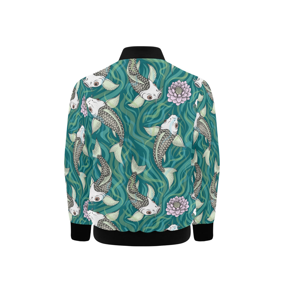 Koi Fish Carp Fish lotus pattern Kids' Boys' Girls' Bomber Jacket