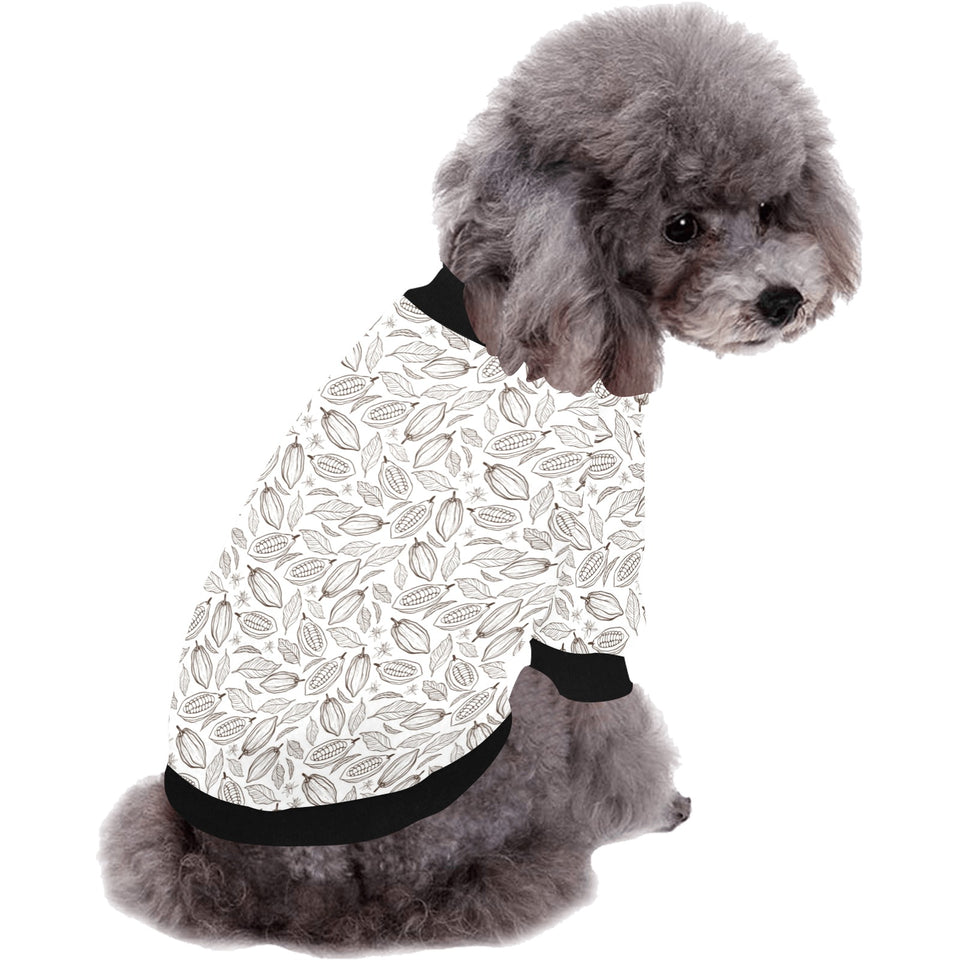 cacao beans leaves pattern All Over Print Pet Dog Round Neck Fuzzy Shirt