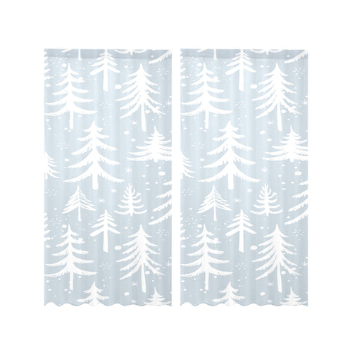 Christmas tree winter forest pattern Gauze Curtain