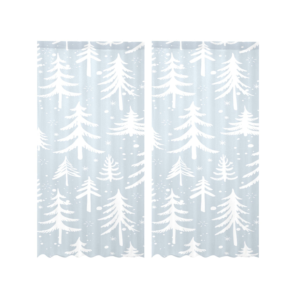 Christmas tree winter forest pattern Gauze Curtain