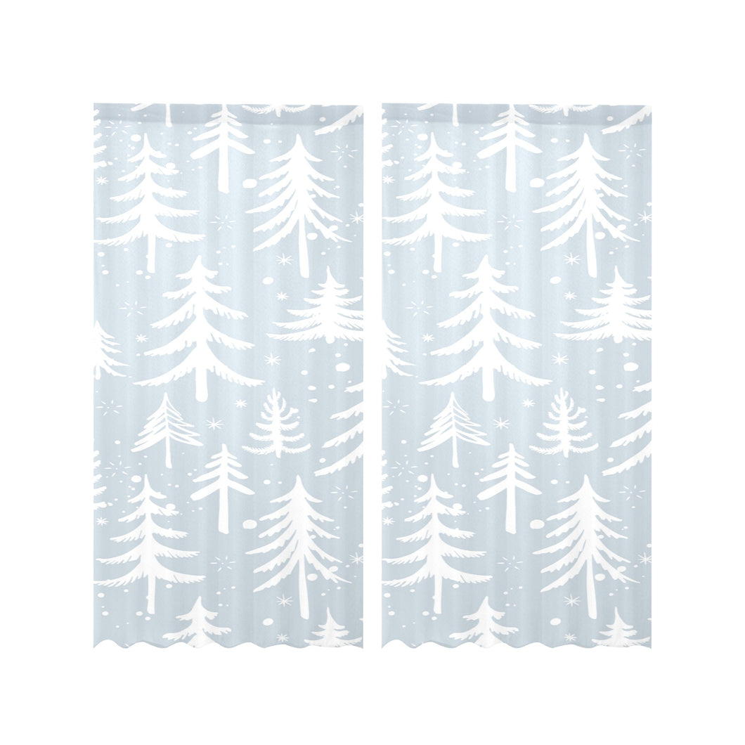 Christmas tree winter forest pattern Gauze Curtain