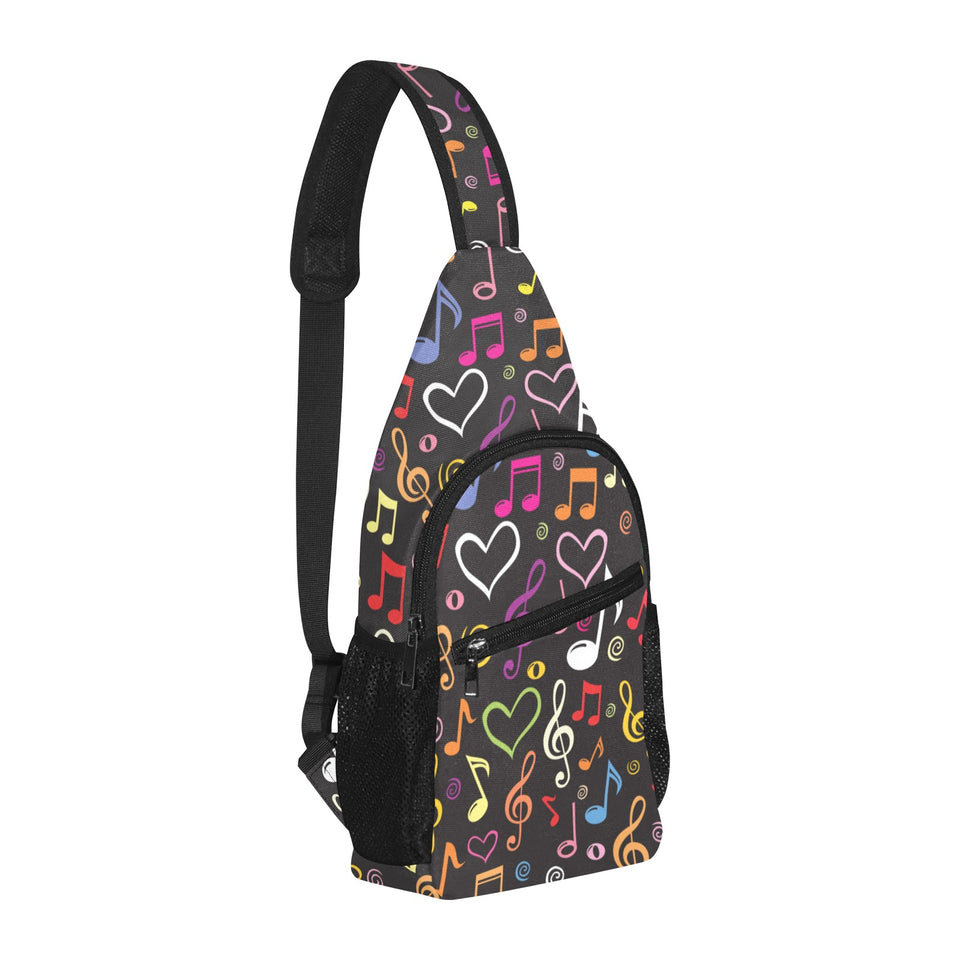 Music Notes Pattern Print Design 02 All Over Print Chest Bag