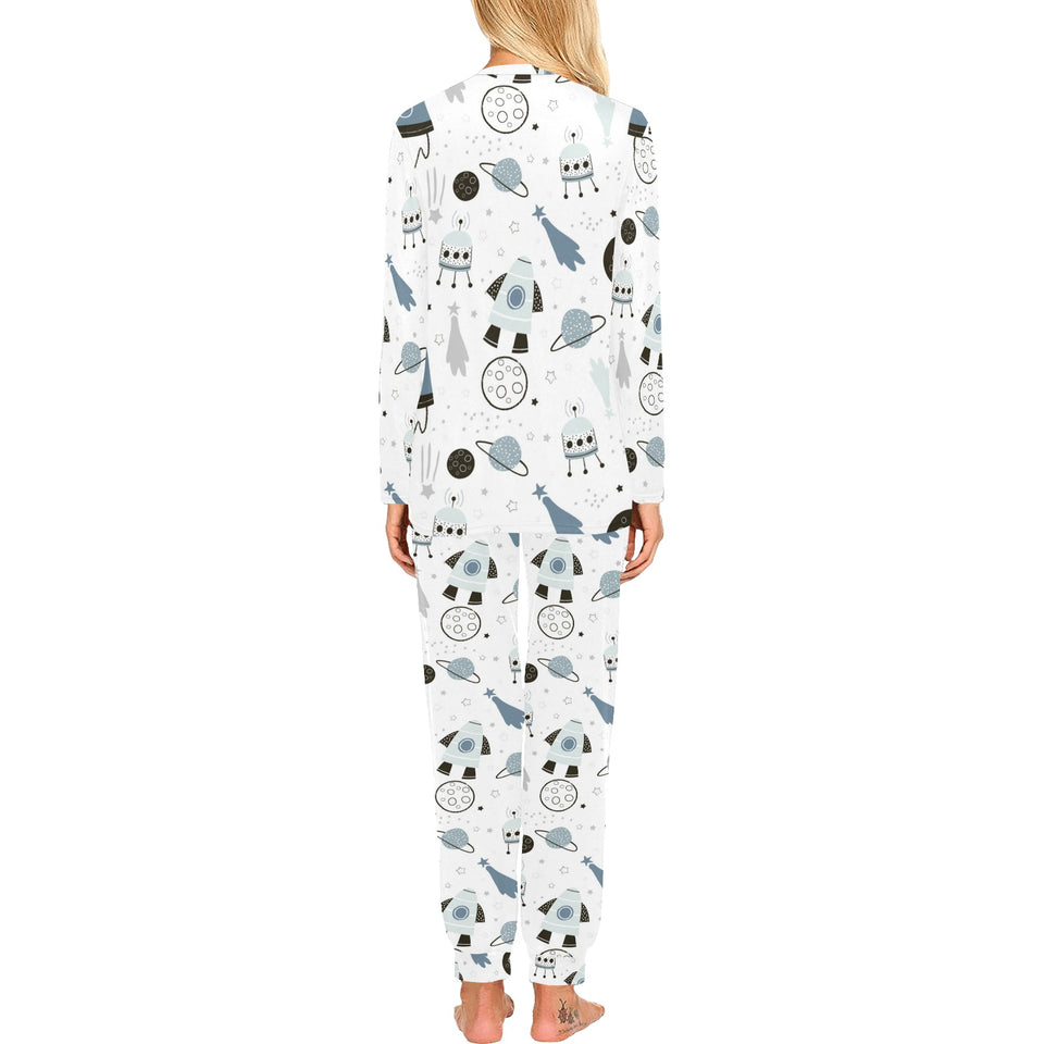 Hand drawn space elements space rocket star planet Women's All Over Print Pajama Set