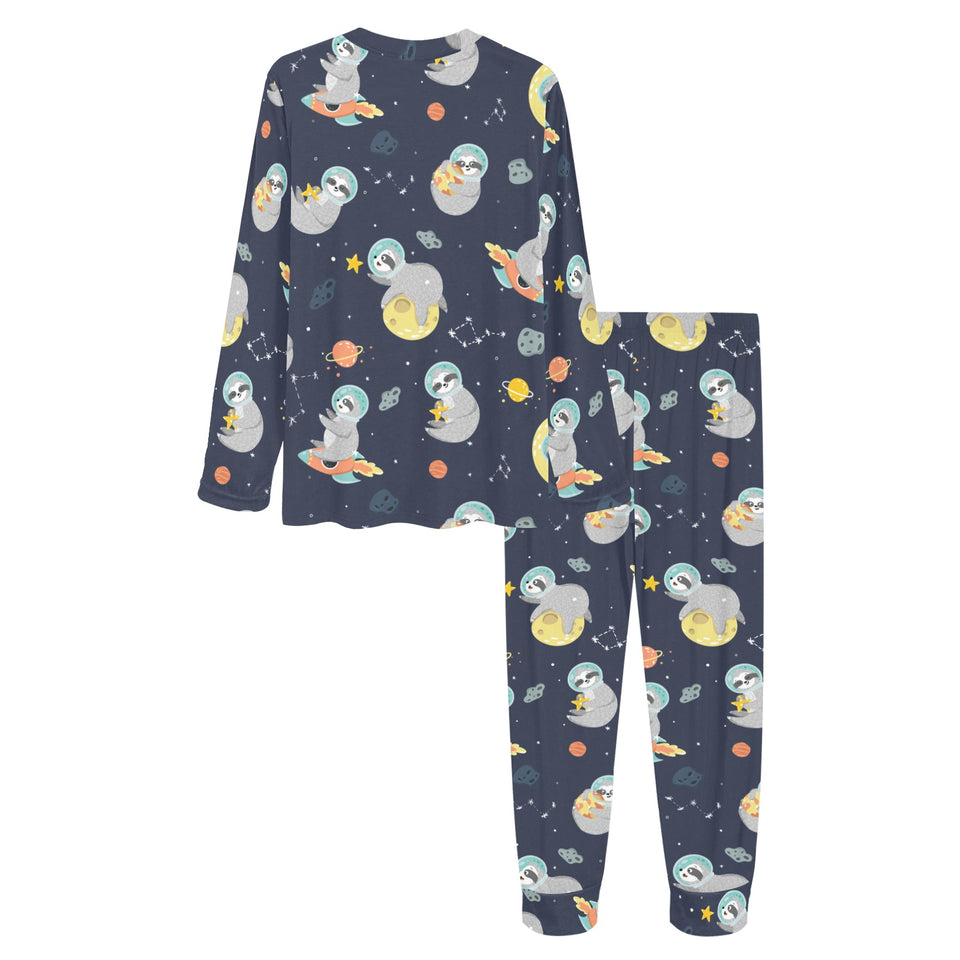 Cute sloth astronaut star planet rocket pattern Women's All Over Print Pajama Set