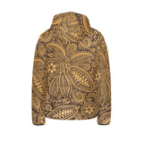cacao beans tribal polynesian pattern background Kids' Boys' Girls' Padded Hooded Jacket