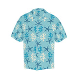 Blue starfish coral reef pattern Men's All Over Print Hawaiian Shirt