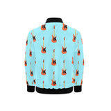 electric guitar pattern light blue background Kids' Boys' Girls' Bomber Jacket