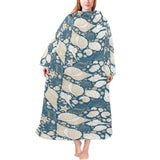 Sea turtle Polynesian Tribal design pattern Blanket Robe with Sleeves
