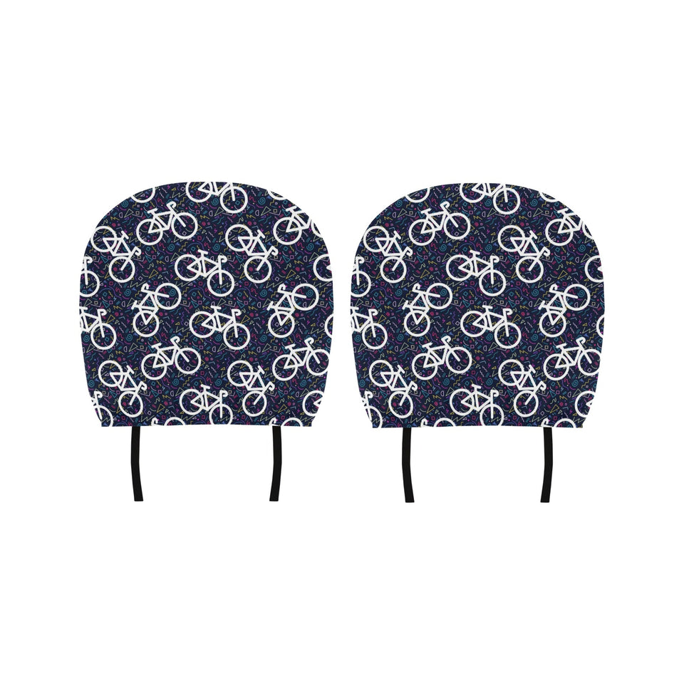 Bicycle Pattern Print Design 03 Car Headrest Cover