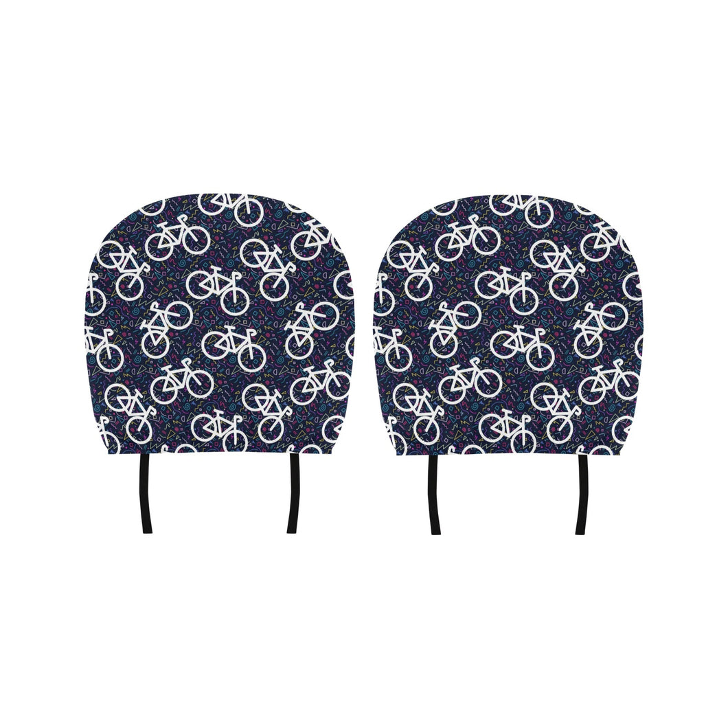 Bicycle Pattern Print Design 03 Car Headrest Cover