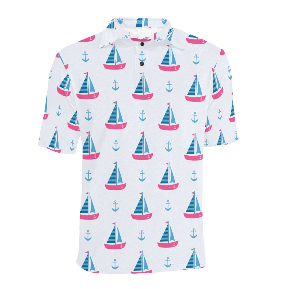 Sailboat anchor pattern Men's All Over Print Polo Shirt