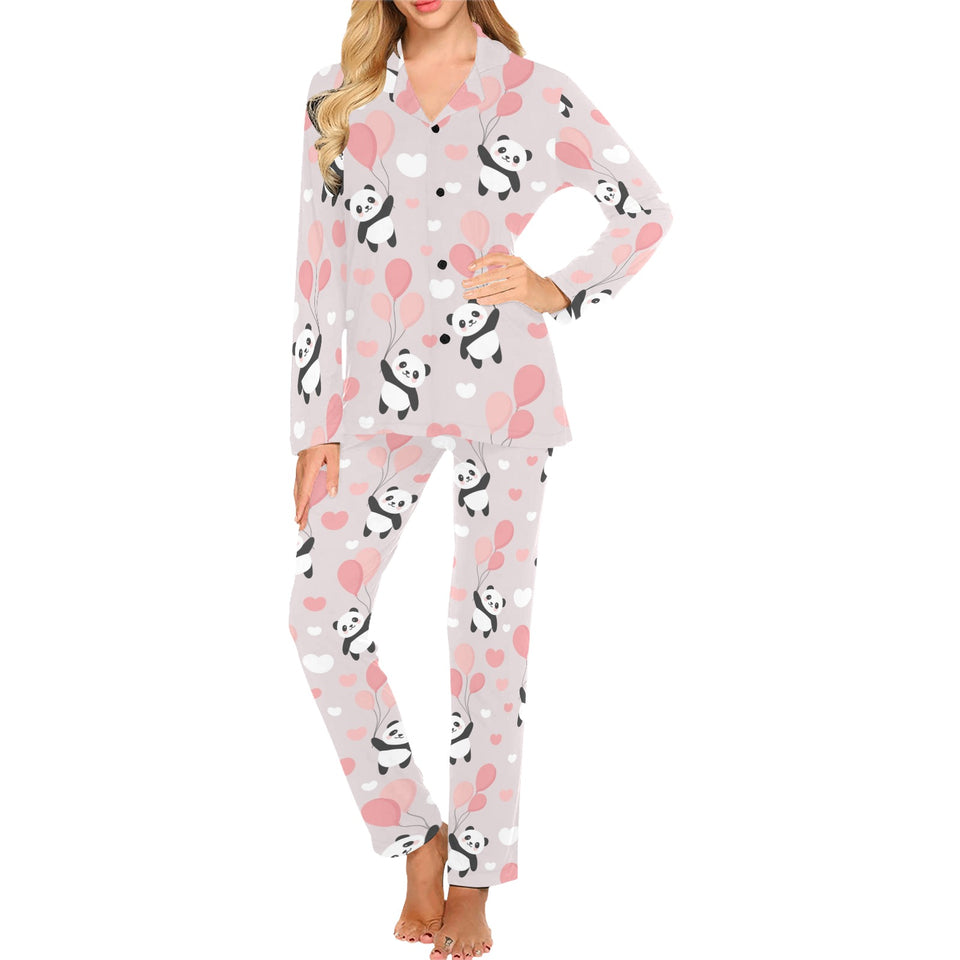 Cute panda ballon heart pattern Women's Long Pajama Set