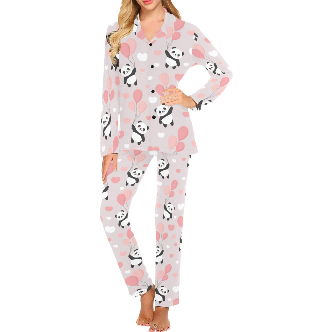 Cute panda ballon heart pattern Women's Long Pajama Set