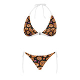 Pumpkin flowers spiderweb Halloween theme Sexy Bikinis Two-Piece Swimsuits