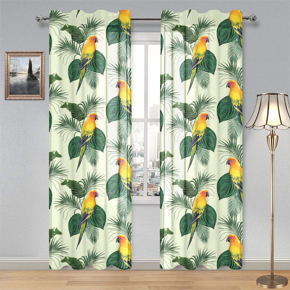Beautiful parrot palm leaves pattern Gauze Curtain