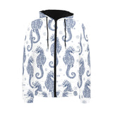 Seahorse pattern background Men's Padded Hooded Jacket