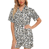 Leopard skin print pattern Women's V-Neck Short Pajama Set