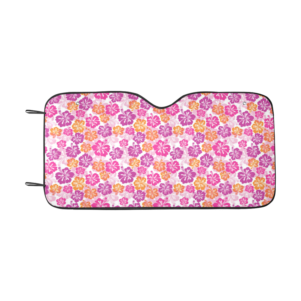 Hibiscus Pattern Print Design 01 Car Sun Shade