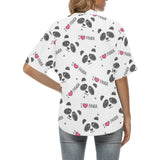 Hand Drawn faces of pandas pattern Women's All Over Print Hawaiian Shirt
